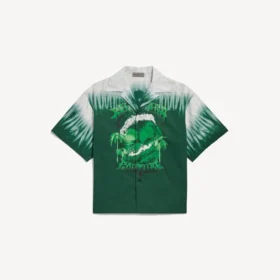 Camisa de manga corta de hombre con estampado tie-dye extremo, en verde/blanco