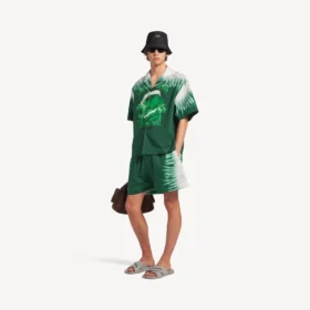 Camisa de manga corta de hombre con estampado tie-dye extremo, en verde/blanco