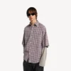 Camisa de manga cruzada para hombre en rojo/azul marino Camisa de manga cruzada para hombre en rojo/azul marino