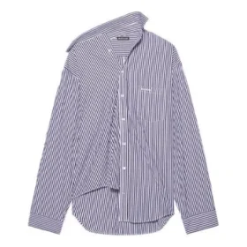 Camisa de manga larga a rayas FW21 azul oscuro 663034TIM368502