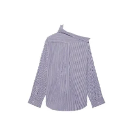 Camisa de manga larga a rayas FW21 azul oscuro 663034TIM368502