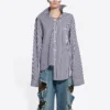 Camisa de manga larga a rayas FW21 azul oscuro 663034TIM368502