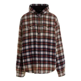 Camisa de manga larga con capucha y estampado de cuadros decolorado «Rojo, blanco y negro» 699223TMM059783 Camisa de manga larga con capucha y estampado de cuadros decolorado «Rojo, blanco y negro» 699223TMM059783