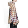 Camisa de manga larga con capucha y estampado de cuadros decolorado «Rojo, blanco y negro» 699223TMM059783