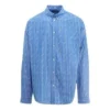 Camisa de manga larga con rayas finas y logotipo por toda la prenda «Azul» 662983TGLB95531
