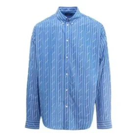 Camisa de manga larga con rayas finas y logotipo por toda la prenda «Azul» 662983TGLB95531 Camisa de manga larga con rayas finas y logotipo por toda la prenda «Azul» 662983TGLB95531