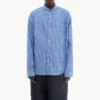 Camisa de manga larga con rayas finas y logotipo por toda la prenda «Azul» 662983TGLB95531