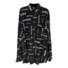 Camisa de manga larga de viscosa con estampado integral, corte holgado «Negro» 658956TPLB41070