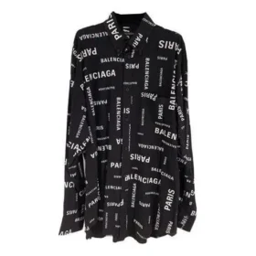 Camisa de manga larga de viscosa con estampado integral, corte holgado «Negro» 658956TPLB41070