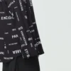 Camisa de manga larga de viscosa con estampado integral, corte holgado «Negro» 658956TPLB41070