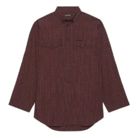 Camisa de manga larga oversize a cuadros de la colección SS21, color marrón, 658806TKM366100
