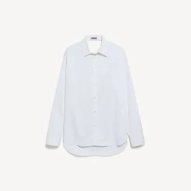 Camisa de mujer con espalda drapeada en blanco Camisa de mujer con espalda drapeada en blanco