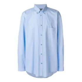 Camisa de popelín de algodón con logotipo en la espalda «Azul claro» 508465TWB044850 Camisa de popelín de algodón con logotipo en la espalda «Azul claro» 508465TWB044850