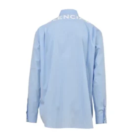 Camisa de popelín de algodón con logotipo en la espalda «Azul claro» 508465TWB044850 Camisa de popelín de algodón con logotipo en la espalda «Azul claro» 508465TWB044850