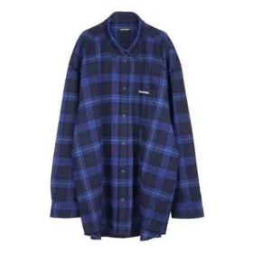 Camisa de sarga de algodón a cuadros «Blue» 625548T1M194450 Camisa de sarga de algodón a cuadros «Blue» 625548T1M194450