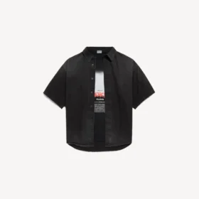 Camisa híbrida de manga corta de Denim «The Door» para hombre en negro