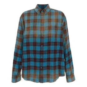Camisa oversize de manga larga de franela a cuadros «Blue Red» 715030TMM116305