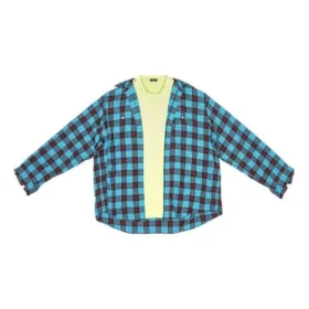 Camisa y camiseta a cuadros con efecto trampantojo «Azul y amarillo neón» 699371TMM116305