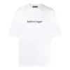 Camiseta blanca de manga corta y corte holgado con estampado del logotipo de Balenciaga para hombre 612966TIV549040