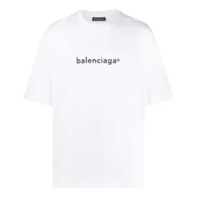 Camiseta blanca de manga corta y corte holgado con estampado del logotipo de Balenciaga para hombre 612966TIV549040