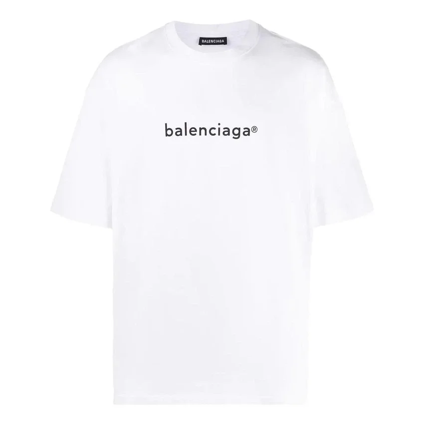 Camiseta blanca de manga corta y corte holgado con estampado del logotipo de Balenciaga para hombre 612966TIV549040