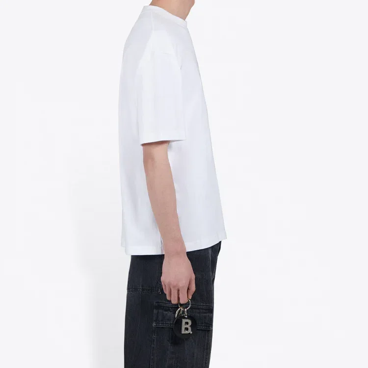 Camiseta blanca de manga corta y corte holgado con estampado del logotipo de Balenciaga para hombre 612966TIV549040