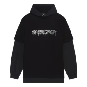 Camiseta con capucha de manga larga doble «Slime» «Negra» 681029TLVF11069