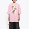 Camiseta con estampado, cuello redondo y manga corta, rosa 641532TJVG85630