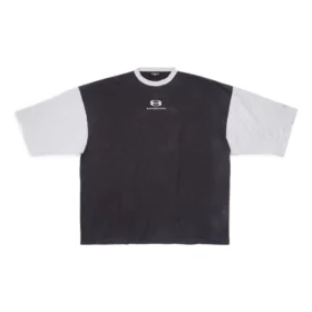 Camiseta con logotipo de manga 3/4 «Negro lavado y gris jaspeado» 699190TMVC81208