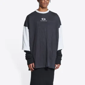 Camiseta con logotipo de manga 3/4 «Negro lavado y gris jaspeado» 699190TMVC81208