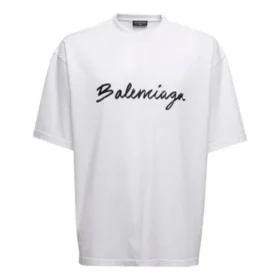 Camiseta con logotipo en letra cursiva «Blanco/Negro» 612966TMVB49040