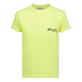 Camiseta con logotipo estampado, cuello redondo, amarilla 612964TJVF77110