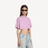 Camiseta corta de mujer «520 stickers» en rosa antiguo/blanco