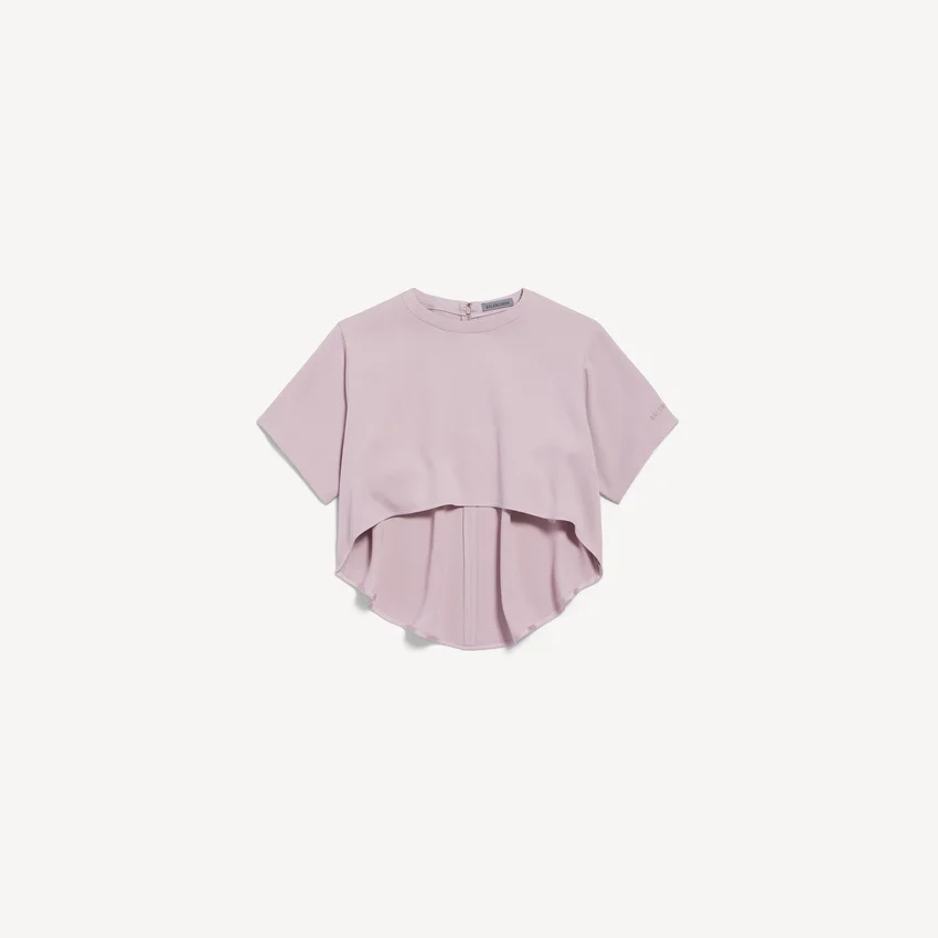 Camiseta corta de mujer con cola en rosa empolvado Camiseta corta de mujer con cola en rosa empolvado