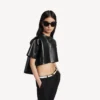 Camiseta corta de mujer «Train» en negro