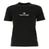 Camiseta de algodón con estampado del logotipo de la temporada SS21, negra, 612964TJVD91034