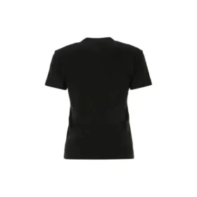 Camiseta de algodón con estampado del logotipo de la temporada SS21, negra, 612964TJVD91034
