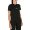 Camiseta de algodón con estampado del logotipo de la temporada SS21, negra, 612964TJVD91034