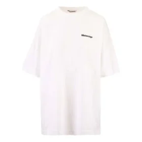 Camiseta de algodón con logotipo, cuello redondo y manga corta para hombre de Balenciaga, colección primavera-verano 2021, color blanco, 641655TJV879040