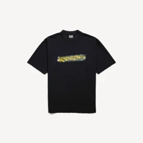 Camiseta de corte medio para hombre con diseño «Messy Spray» en negro