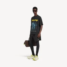 Camiseta de corte medio «The Address» para hombre en negro lavado