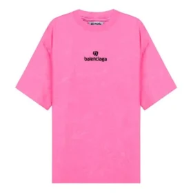 Camiseta de cuello redondo con bordado de la colección SS21, rosa, 641532TJVA95764 Camiseta de cuello redondo con bordado de la colección SS21, rosa, 641532TJVA95764