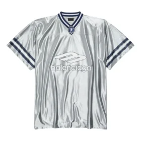 Camiseta de fútbol 3B con cuello en V, brillante y oversize «Gris-Blanco» 857113TTVQ71461