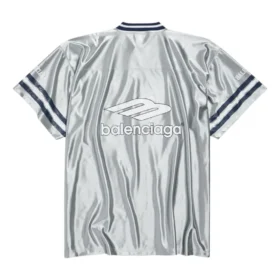 Camiseta de fútbol 3B con cuello en V, brillante y oversize «Gris-Blanco» 857113TTVQ71461