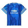 Camiseta de fútbol 3B de cuello en V, de punto brillante y oversize «Azul real/Blanco» 857113TTVQ74701