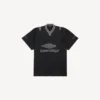 Camiseta de fútbol 3b de cuello en V para hombre, oversize, en negro/antracita