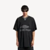 Camiseta de fútbol 3b de cuello en V para hombre, oversize, en negro/antracita