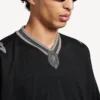 Camiseta de fútbol 3b de cuello en V para hombre, oversize, en negro/antracita
