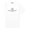 Camiseta de hombre Balenciaga con estampado «BB Paris», cuello redondo y manga corta, versión retro, blanca 594579TGV609000