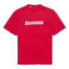 Camiseta de hombre Balenciaga con estampado de letras, cuello redondo, manga corta y agujeros, color rojo 651795TKVB86295